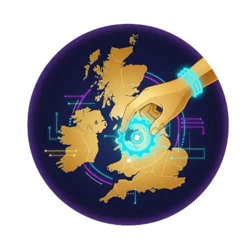 UK-Based Experts Map Illustration Illustration showing UK-based optimisation experts completing the work locally.